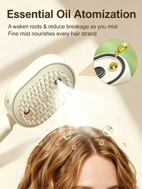 Electric Hair Brush for Anti-Frizz Detangling with Spray, Red Light Therapy & Retractable Teeth Scalp Massage,2026 Upgraded