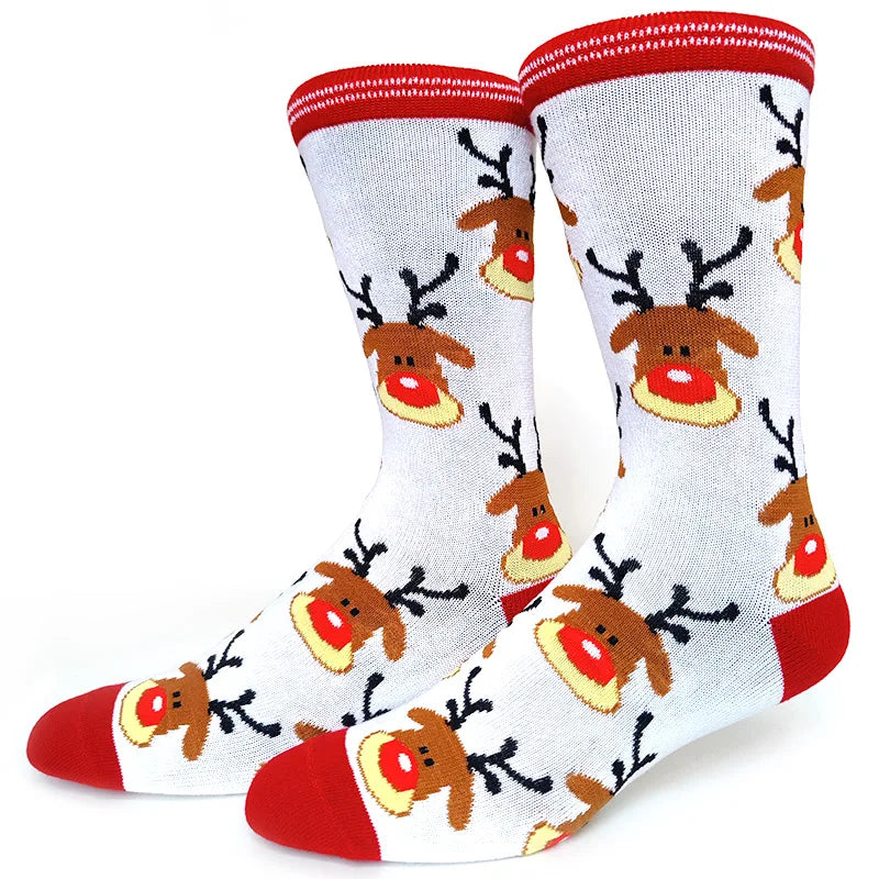 2025 New Men Christmas Socks New Year Funny Snowflake Beer Santa Claus Elk Snow Cotton Happy Socks Men Cartoon Women Sokken