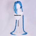 LOL Jinx Cosplay Wig Long Braided Blue The Loose Cannon Wig Braid Heat Resistant Synthetic Hair Anime Wigs + WigCap