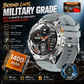 2026 New Military TANK 1400mAh Battery Smart Watch IP68 Waterproof LED Flashlight Heart Rate Sports tracker SOS Smart Watch Men