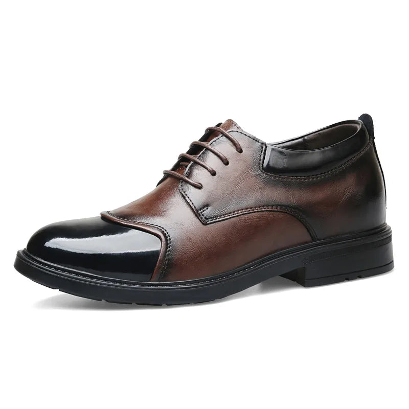 Men's Elevator Shoes 8cm Invisible Height-increasing Casual Large Size British Style 6cm Business Leather Shoes