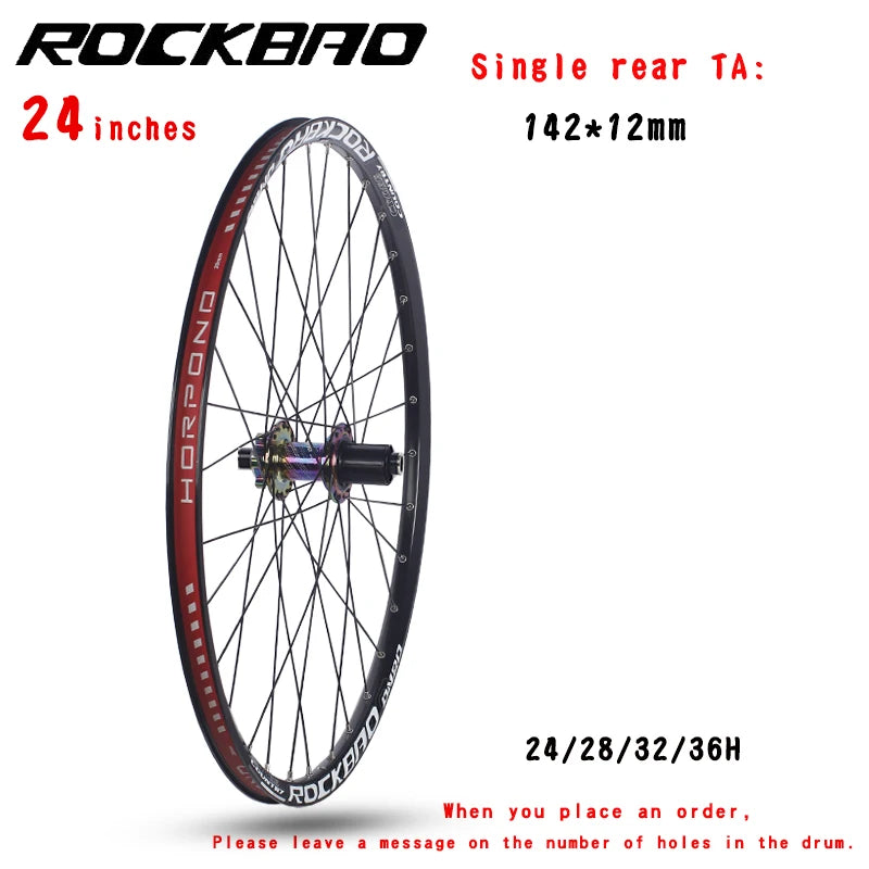 ROCKBAO Mountain Bike Wheelset 24/26/27.5/29 Inches MTB Aluminum Alloy 4 Bearings Disc Brake 7-12 Speed Thru Axle Bicycle Wheel