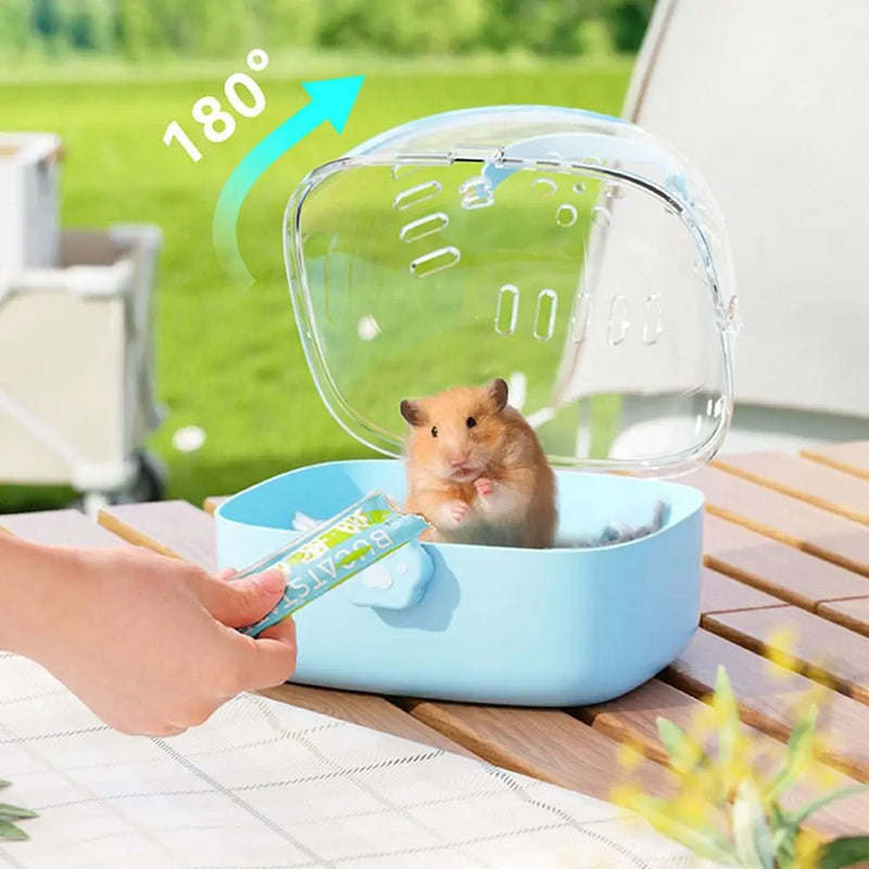 Transparent Pet Carriers Cage Breathable Escape-Proof Travel Pet Cage Ventilated with Water Bottle Pet House for Small Pet