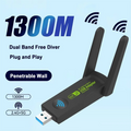 1300Mbps WiFi USB Adapter Dual Band 2.4G/5Ghz Wi - Fi Dongle 802.11AC Powerful Antenna Wireless Receiver For PC | SAMAG