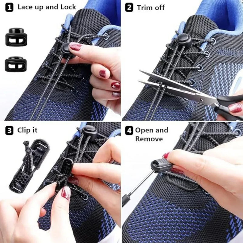 1Pair Men and Women No Tie Shoe Laces Spring Button Up Elastic Shoelaces Shoe Accessories Sneakers Classics Solid Color Shoelace