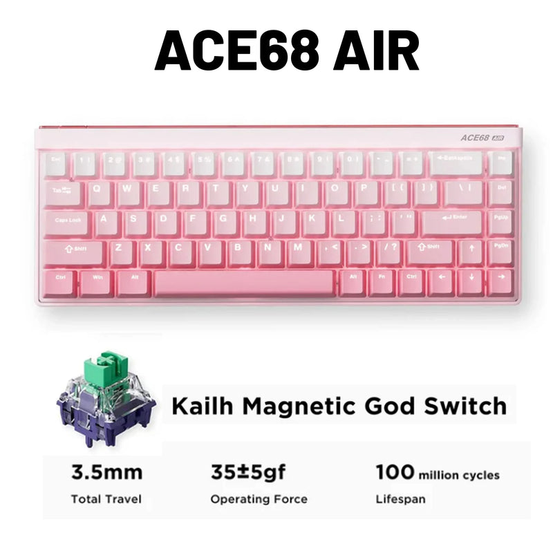 MCHOSE Ace68 Air V2 Gaming Keyboard Magnetic Switch Aluminum Plate 256K Scan Rate 8k Polling Rate RT Keys 0.001mm Accuracy ARGB