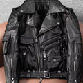 Mauroicardi Spring Autumn Cool Hard Black Pu Leather Motorcycle Biker Jacket Men Belt Zipper Luxury Designer Fashion Clothes