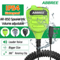ABBREE AR-850 Speaker Mic Walkie Talkie Volume Adjustable IP54 Waterproof Compatible With Baofeng UV-5R UV-39 BF-888S Ham Radio