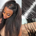 Kinky Straight Feather Crochet Human Hair Extensions Pre Separated Knotless Invisible Braiding Hair 100% Virgin Brazilian Human Hair Reusable 60g 50 Strands Natural Black Boho Braids For Women DIY Styling