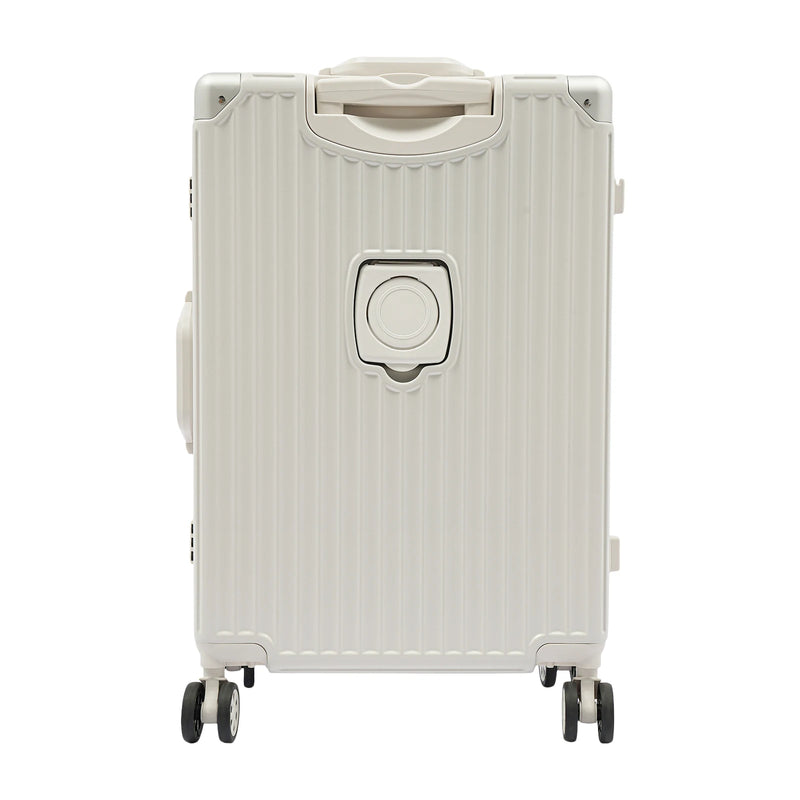 NEWEST White Large Expandable Checked Luggage, PC Hard Shell Suitcase, Top Opening Rolling Travel Suitcases with Spinner Wheels & TSA Lock