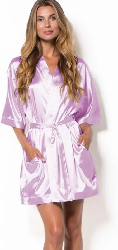 Hot Women Short Silk Bridesmaid Bride Robe Sexy Satin | SAMAG
