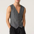 Linen Casual Men's Vest Cool Sleeveless Male Summer Single Breasted Suit Vests V Neck Vintage Jacket for Men Waistcoat