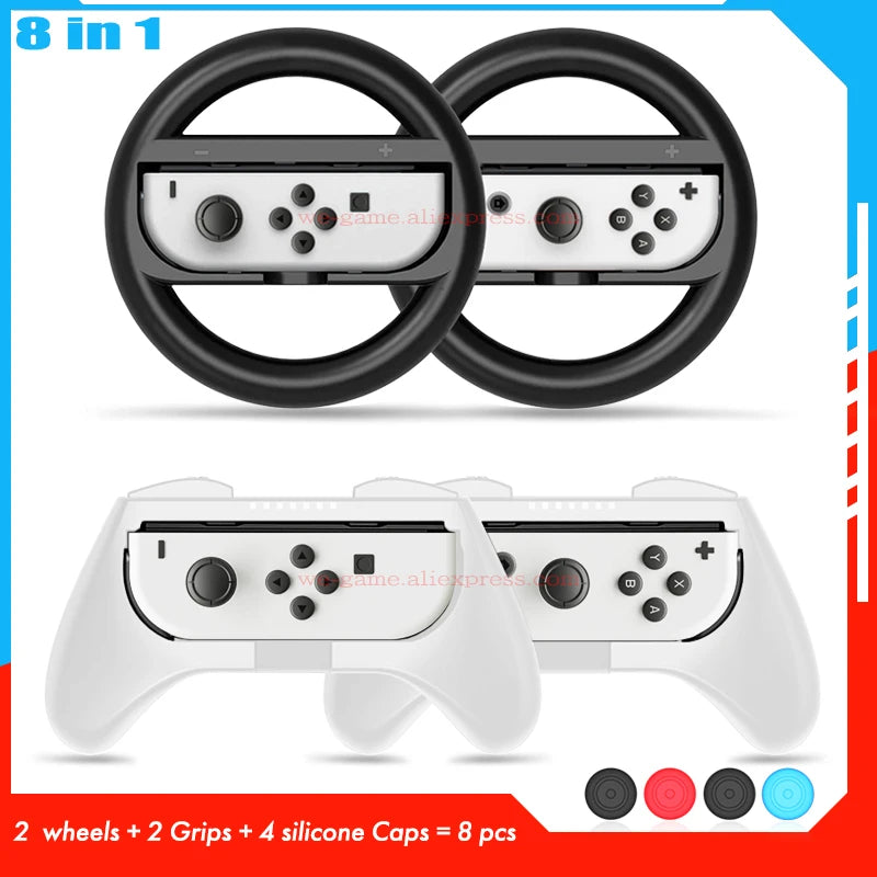 NintendoSwitch Accessories Racing Steering Wheel Nintend Switch Handle Grips Nitendo Joycon Cap for Nintendo Switch OLED Gamepad