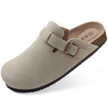 Evshine Women's Cow Suede Clogs with Arch Support Comfort Cork Footbed Mules Men Fashion Potato Shoes Genuine Cork Clogs Slipper
