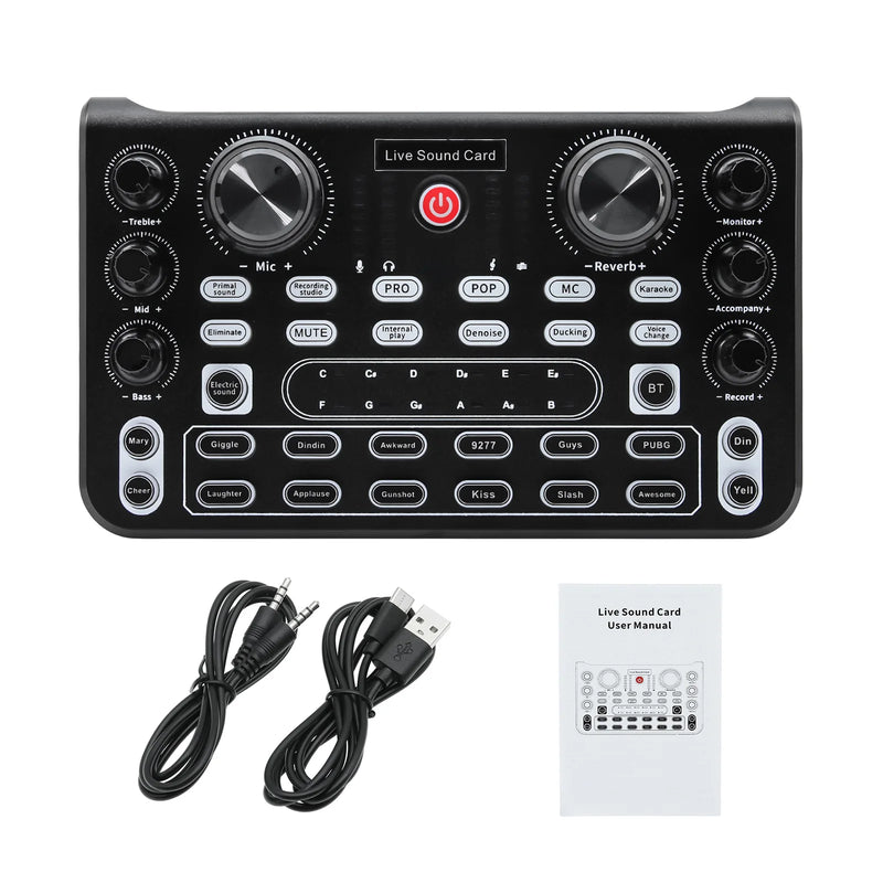X60 Sound Card English Version Convenient Compact Audio Mixer Live Sound Card with DJ Mixer Effects For Karaoke Broadcast KTV