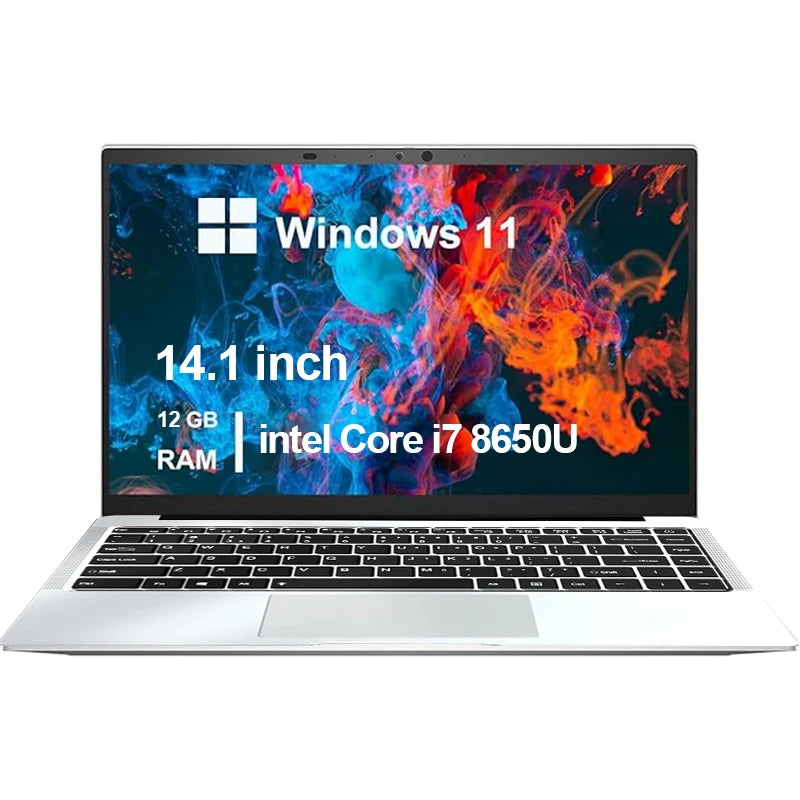Laptop intel i7 8650U Windows 11 Pro 14.1 inch Notebook Computer Gamer 12GB RAM 1TB 2TB SSD PC Gaming Office 1920*1080 4K HD