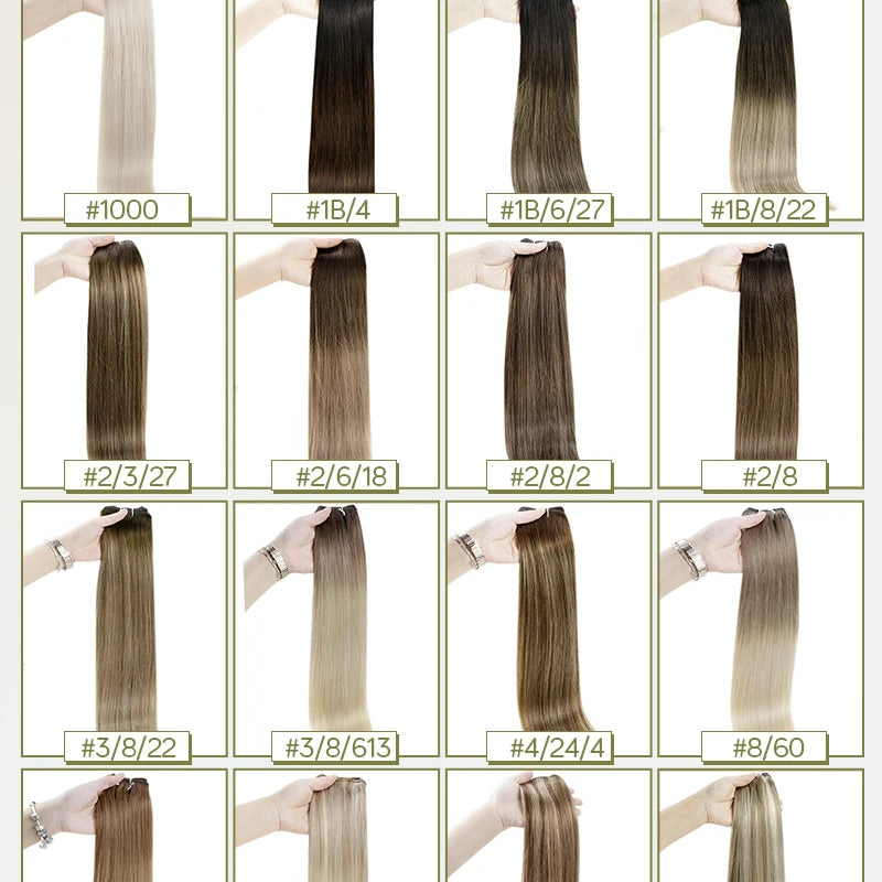 Full Shine Human Hair Weft Extensions Hair Bundles Ombre Blonde Color 100g Sew In Silky Straight Remy Skin Double Weft For Salon