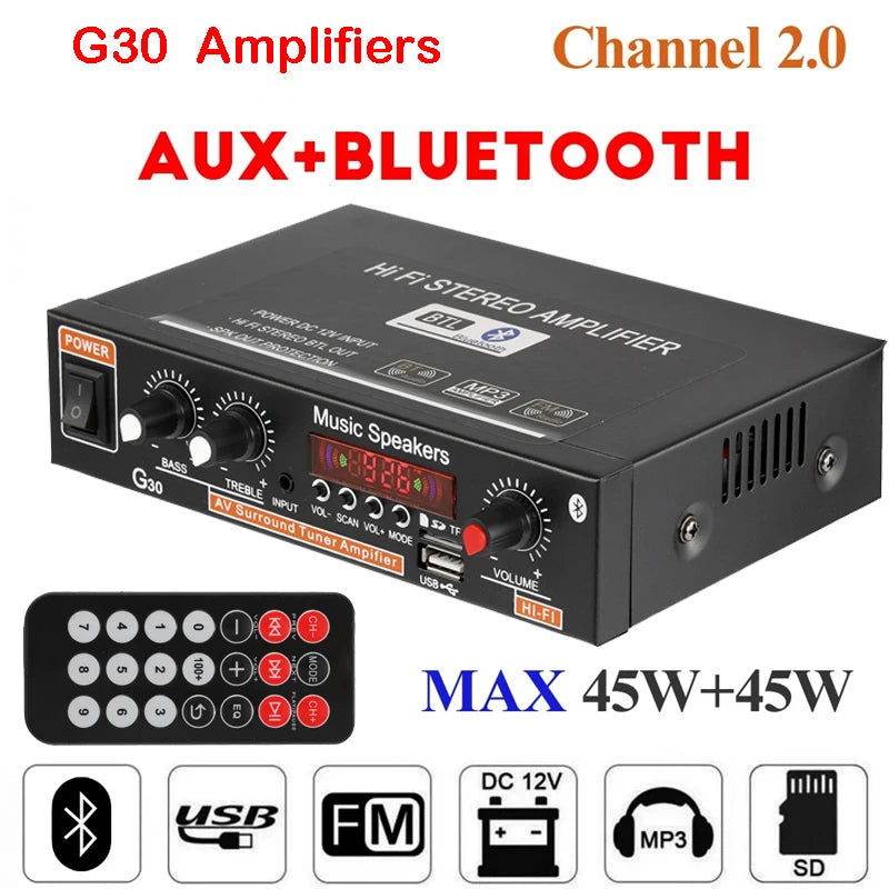 G30 G-919H 1000W Home Power Amplifiers Audio Bluetooth Amplificador Subwoofer Speakers Theater Audio Sound System FM USB EU/US