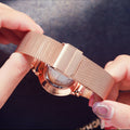Stainless Steel Mesh Strap Women's Watch 36mm Silver Minimalist Dial Japanese Quartz Movement 6.9mm Slim Clock 3Bar Life Waterproof Local Fast Shipping Hannah Martin Brand Watch
