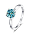 2CT Blue D VVS1 Moissanite Ring in S925 Sterling Silver High Quality Ring Ideal Gift for Women on Christmas/Birthday/Anniversary