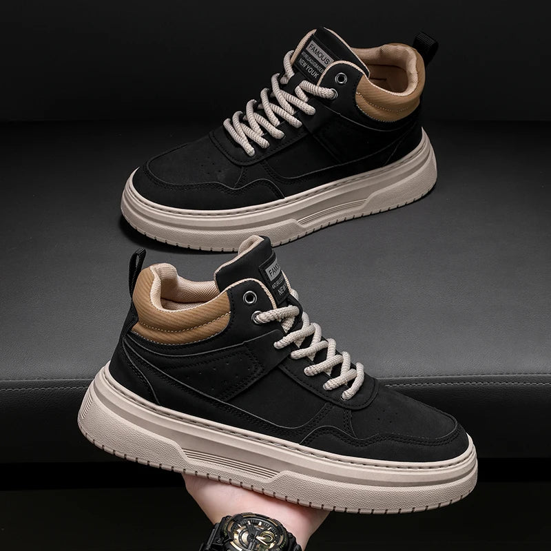 Men's shoes four seasons breathable soft-sole non-slip casual shoes fashion youth Joker flat shoes Thick sole sports board shoes
