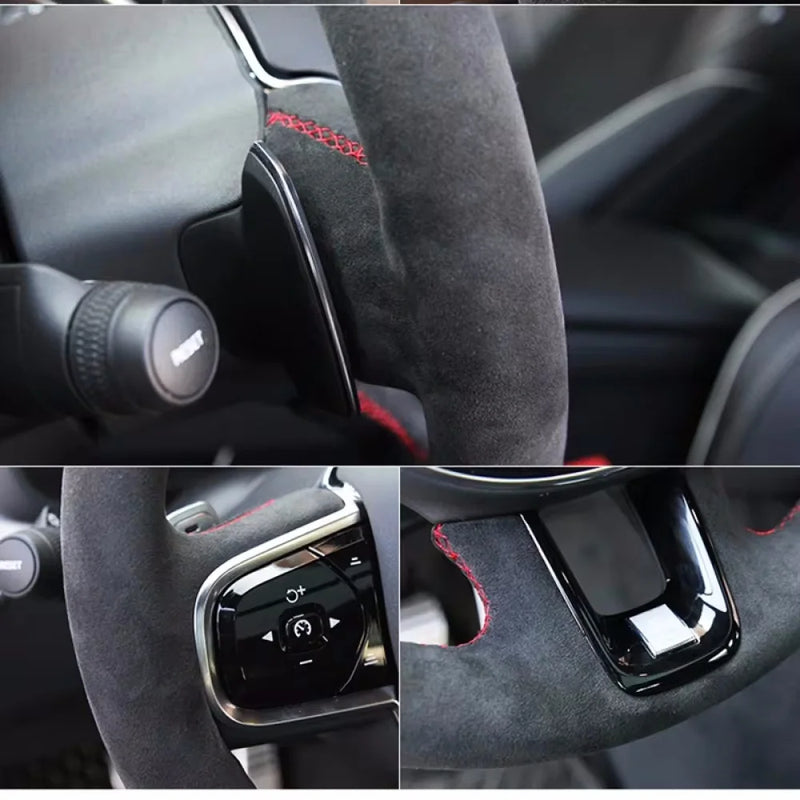 Custom Anti-Slip And Soft Suede Leather Car Steering Wheel Cover For Volvo V60 XC60 XC90 S60 S80 S90 Avant Steering Wrap