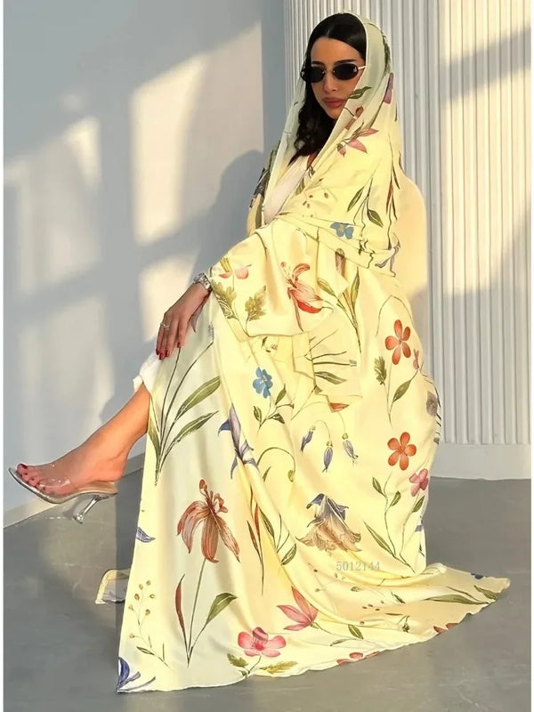 Eid Scarf Abaya Women Elegant Muslim Jalabiya Long | SAMAG