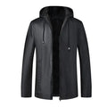 Winter High-end Men's Hooded Leather Jacket with Waterproof Windproof and Plush Insulation Men Clothing
