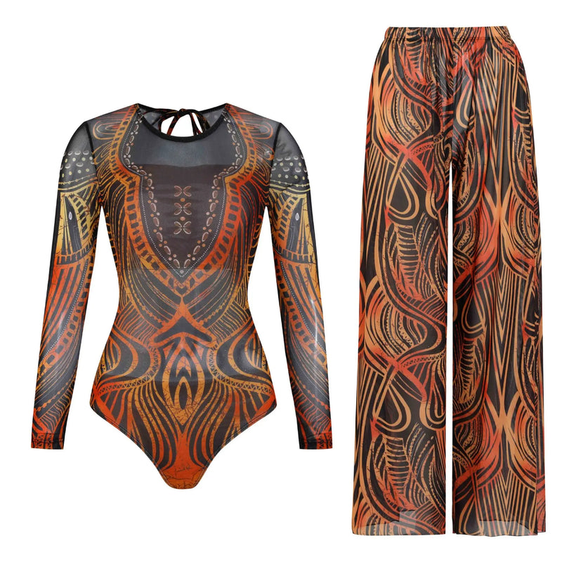 Women's Long Sleeve Swimwear Sunscreen One Piece Swimsuit | SAMAG