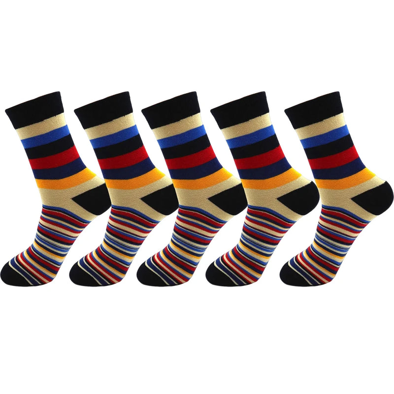 5 Pair Men's Striped Combed Cotton Socks Original Design | SAMAG