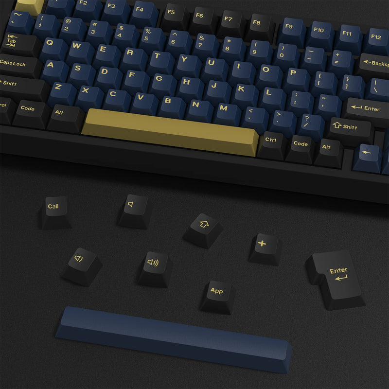 KBDiy GMK Blue Samurai Keycap Cherry Profile Double Shot PBT ISO Keycaps For Gamer Mechanical Keyboard Kit Gaming Point Key Cap