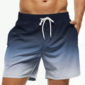 Men's Beach Shorts Gradient Color Block Drawstring Summer | SAMAG