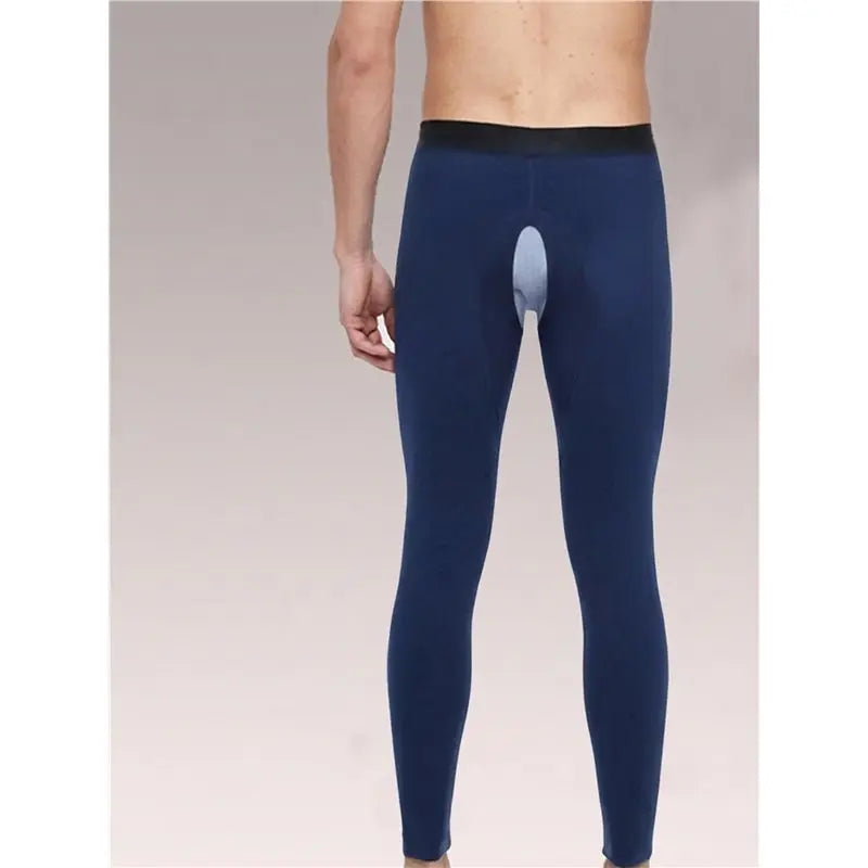 Mens Open Fly Breathable Cotton Thermal Long Johns Royal Blue L