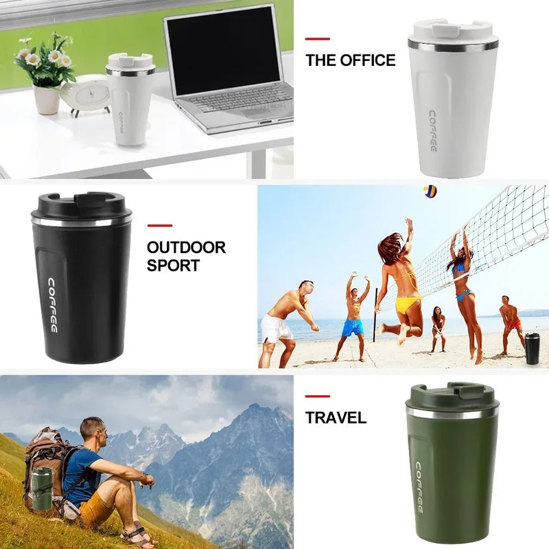 380/510ML Thermo Cafe Coffee Mug Car Thermos Mug Leak_Proof Travel Thermo Cup for Tea Water Coffee Double Stainless Steel