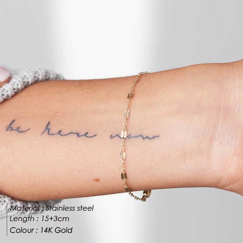 Adjustable Gold Color Stainless Steel Chain Bracelets for Women Wholesale Stainless Steel Jewelry Women Bracelets