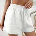 Solid Color Elastic Waist Shorts with Fake Drawstring - View 3 | SAMAG