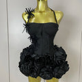 Sexy Halter Prom Gown Celebrity Club Two Piece Set Cocktail Elegant Women Fashion Luxury Birthday Party Red Black Bandage Outfit
