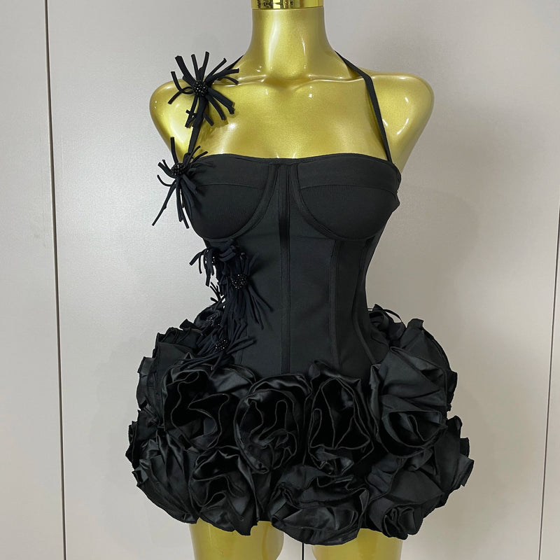 Sexy Halter Prom Gown Celebrity Club Two Piece Set Cocktail Elegant Women Fashion Luxury Birthday Party Red Black Bandage Outfit