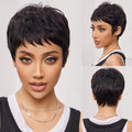 Short Ombre Blonde 100% Human Hair Wigs for Women Afro Remy Wig with Bang Pixie Cut Layered Human Hair Machine Made Women Wigs