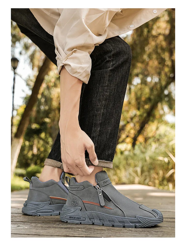 Men's High-Cut Casual Sports Shoes Anti-Slip Wear-Resistant Ankle Boots Outdoor Workwear Footwear for Comfortable Walking