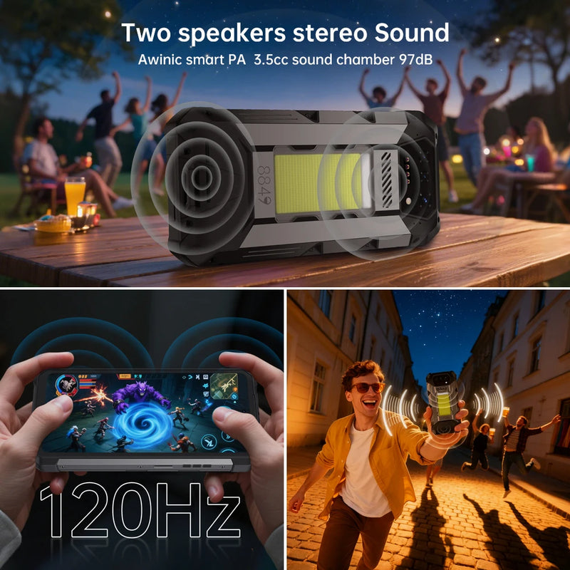 8849 Hike Unihertz Rugged Smartphone 23800mAh 24GB+512GB Expandable 2TB 1200Lumen Flashlight Android14 Two Speakers 6.79'' 120Hz