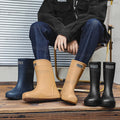New Fashion Men Rain Shoes Waterproof Mid-Calf Boots Non-slip Work Rubber Outdoor Fishing Male Comfort Causal Footwears
