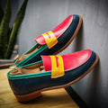 Italian Luxury Brand Patchwork  Loafers Men's Multicolor Leather Shoes Slip-on Fashion Soft-soled Casual Shoes Wedding Moccasin