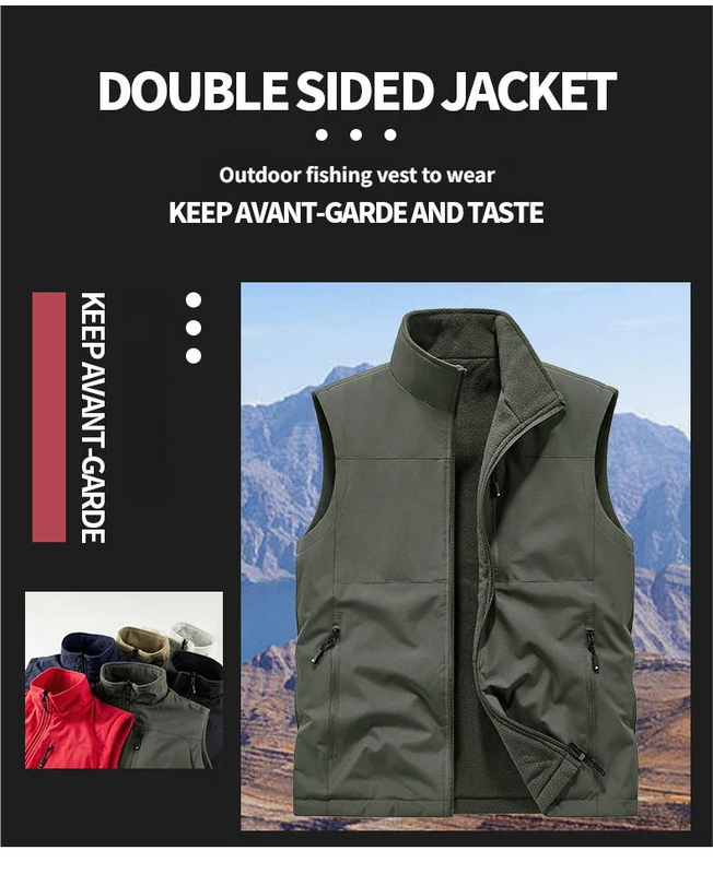Autumn Winter Comfortable Versatile Windproof Casual Vest Outdoor Leisure Fishing Men Leather Vest Men Fashion Breathable Vest