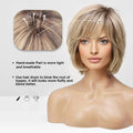Short Straight Blonde Brown Lace Front Human Hair Wigs with Bangs for Women 100% Remy Human Hairs Bob Natural Wavy Layered Wigs
