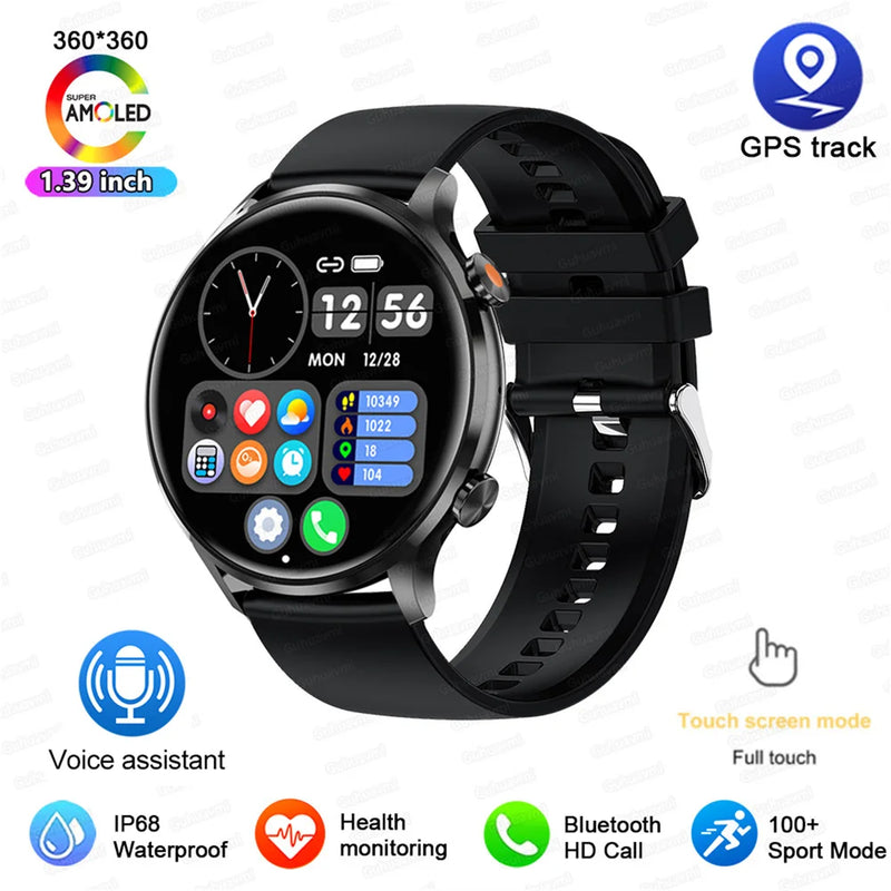 2026 New Smartwatch Women AMOLED HD Screen Always On Display Bluetooth Call IP68 Waterproof GPS Smart Men Watch For Android ios