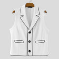 INCERUN Men Vests Patchwork Lapel Sleeveless Button Casual Male Waistcoats Color-block Streetwear 2025 Fashion Vests Men S-5XL