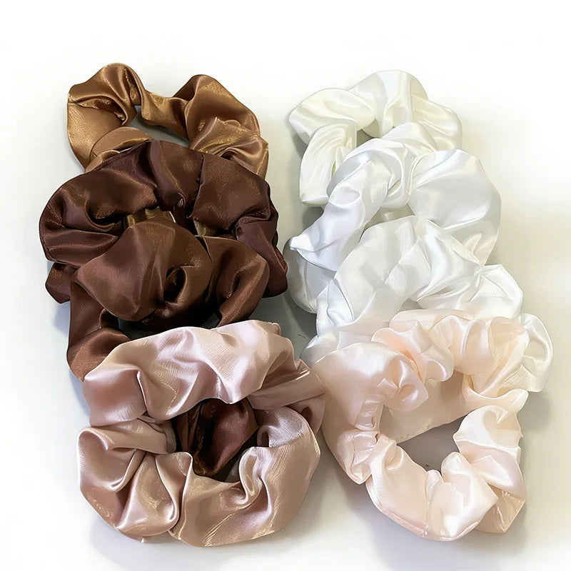 8Pcs/set Bright Color Silk Hair Scrunchies Women Y2K Solid Color Elastic Hair Bands Ponytail Holders Hair Rope Hair Accessories