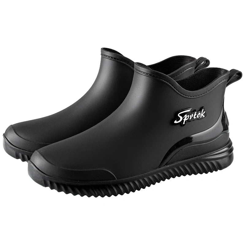 Fashionable Adult Short Rain Boots Waterproof Ankle Shoes Anti-Slip Durable Rubber Footwear For Men Women Suitable for Rainy Day