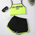 Girls Outfit, Neon Letter Print Spaghetti Cami | SAMAG